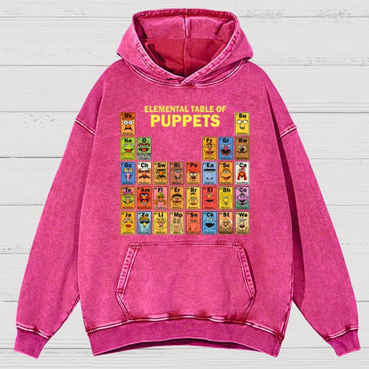 Elemental Table Of Puppets Vintage Distressed Hoodie