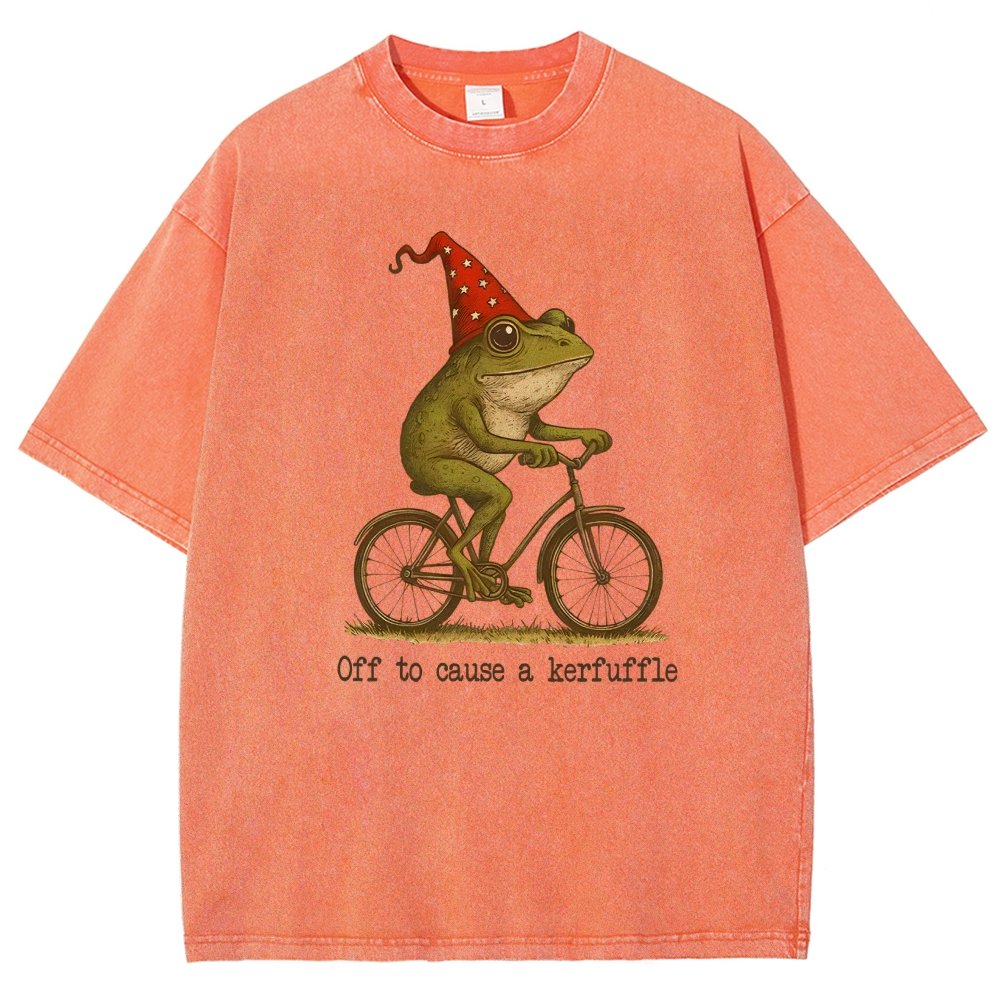 Off to Cause a Kerfuffle Frog Vintage Distressed T-shirt