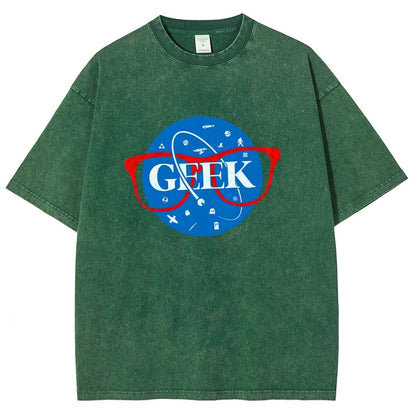 GEEK Space Patch Vintage Distressed T-shirt