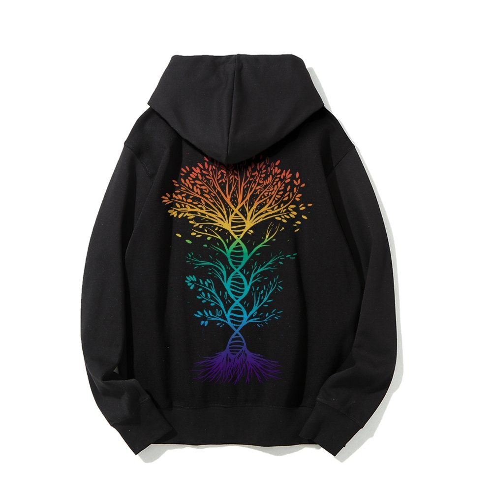 DNA Tree Of Life Science Printed Back Unisex Cotton Hoodie