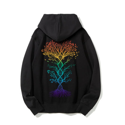 DNA Tree Of Life Science Printed Back Unisex Cotton Hoodie