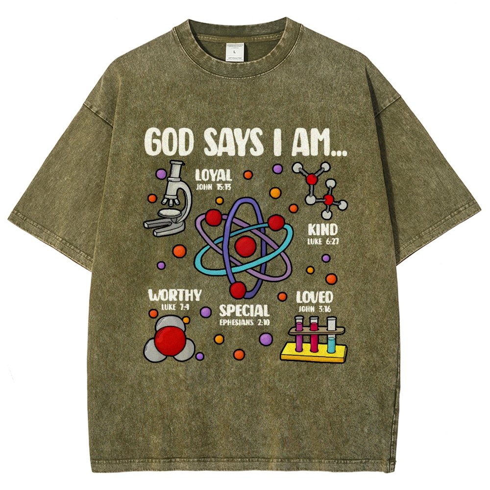 God Says I Am loved Kind Special Worthy Science Vintage Distressed T-shirt