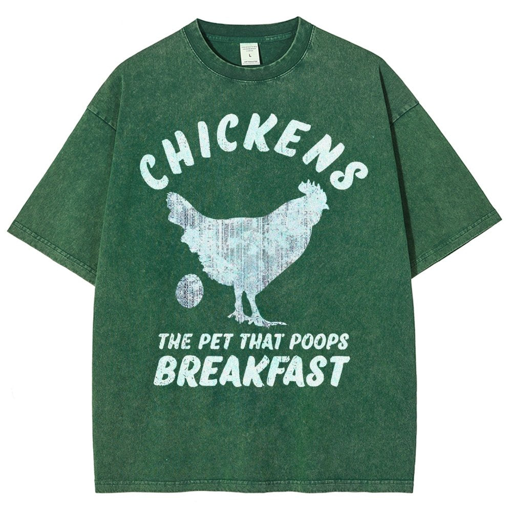 Chickens Poop Breakfast Vintage Distressed T-shirt