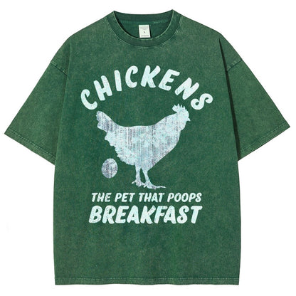 Chickens Poop Breakfast Vintage Distressed T-shirt