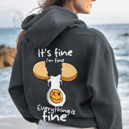 Everything is fine Printed Back Unisex Cotton Hoodie