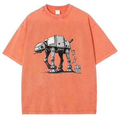 Mechanical Robot Dog Poop Vintage Distressed T-shirt