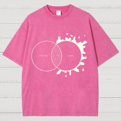Balance Between Structure and Chaos Geek Vintage Distressed T-shirt