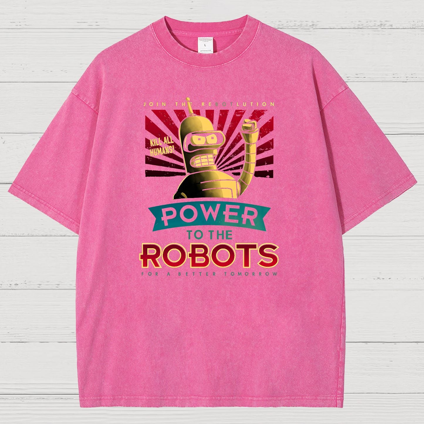 Power To The Robots Vintage Distressed T-shirt