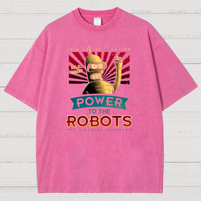 Power To The Robots Vintage Distressed T-shirt