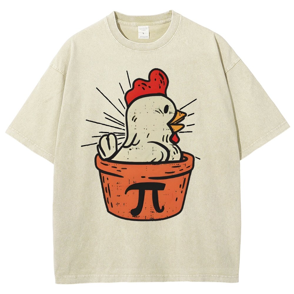 Funny Chicken Pot Pi Vintage Distressed T-shirt