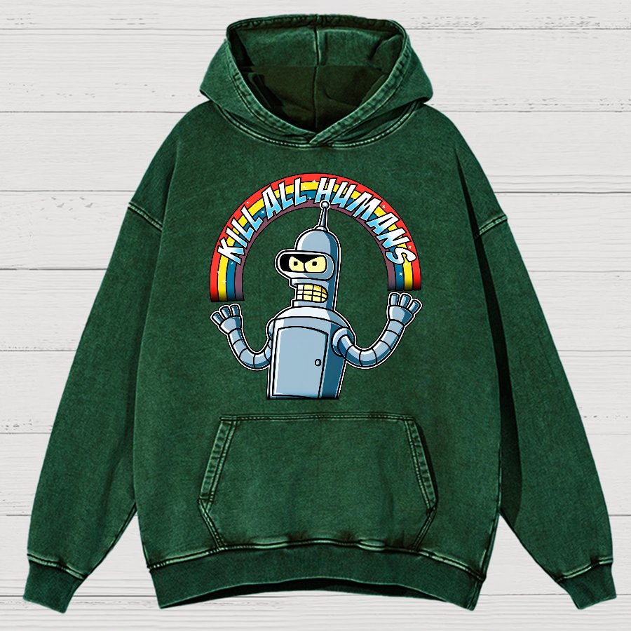 Shiny Metal Robot Vintage Distressed Hoodie