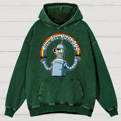 Shiny Metal Robot Vintage Distressed Hoodie