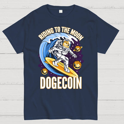 Riding To The Moon Dogecoin DOGE Geek T-Shirt
