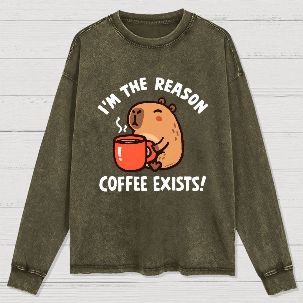 The Reason Coffee Exists Washed Long Sleeve Tee
