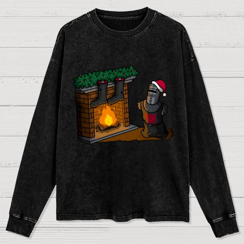 Black Knight Christmas Washed Long Sleeve Tee