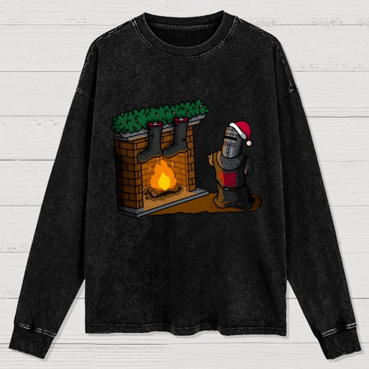 Black Knight Christmas Washed Long Sleeve Tee