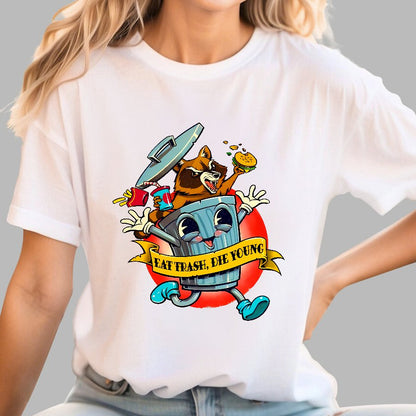 Eat Trash Die Young Vintage Cartoon Classic Geek T-Shirt