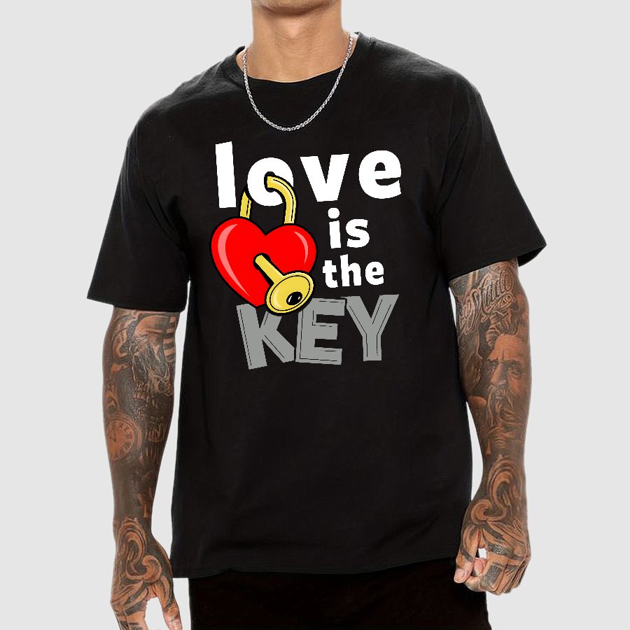 Love Is The Key Cool Valentine Slogan Geek T-Shirt