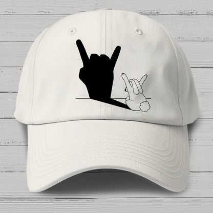 Rabbit Rock and Roll Hand Shadow Meme Style Unisex Gamer Movie Music Hat