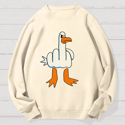 Rude Seagull Design Funny Geek Cotton Sweatshirt