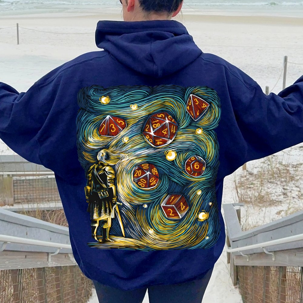 Starry Dice Printed Back Cotton Hoodie