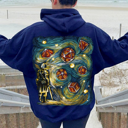 Starry Dice Printed Back Cotton Hoodie