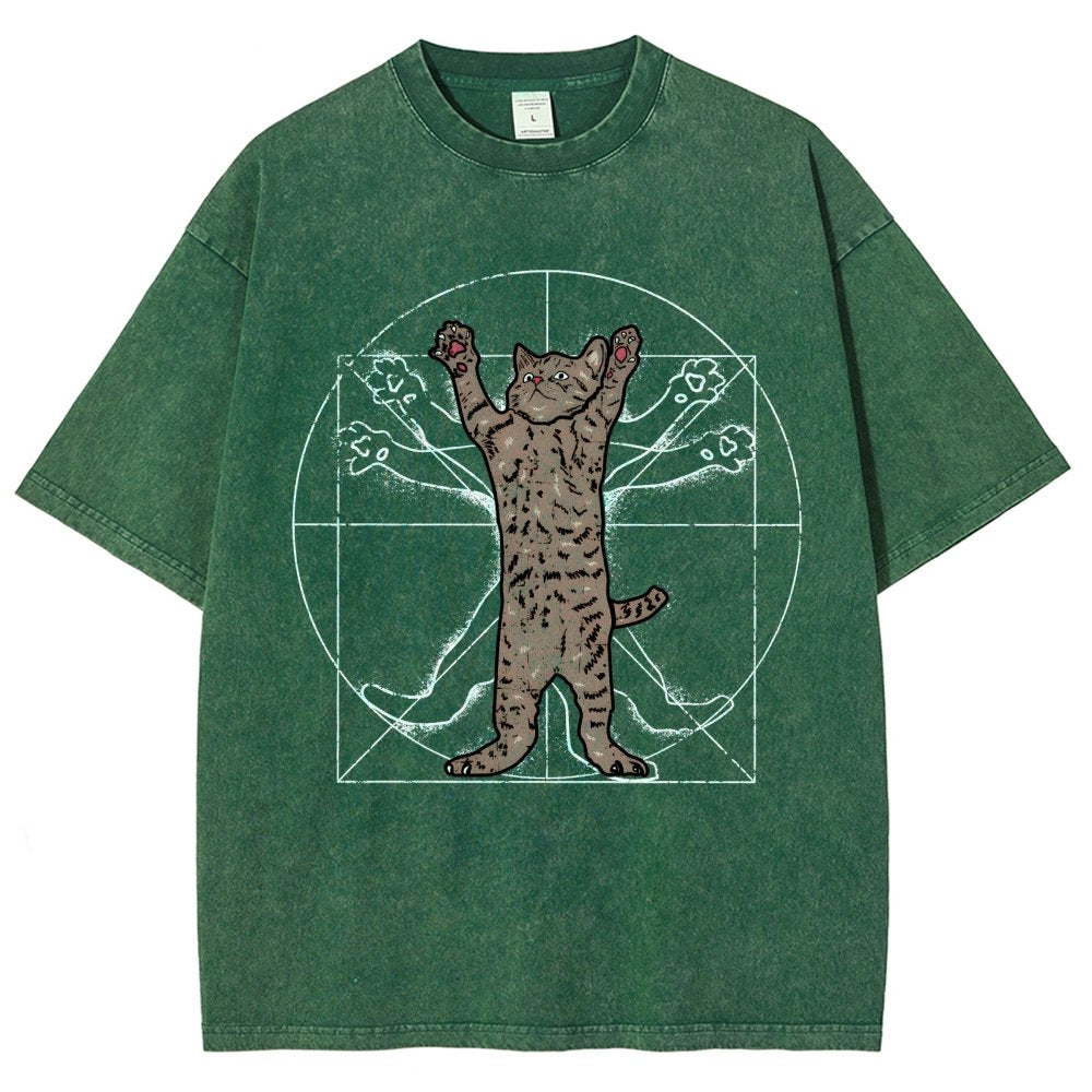 vitruvian cat Vintage Distressed T-shirt
