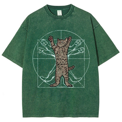 vitruvian cat Vintage Distressed T-shirt
