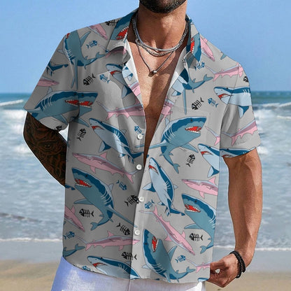 Shark Art Printed Geek Hawaiian Shirt