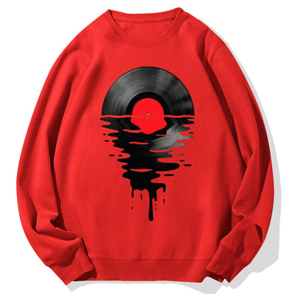 Vinyl LP Music Record Sunset Red Geek Cotton Sweatshirt