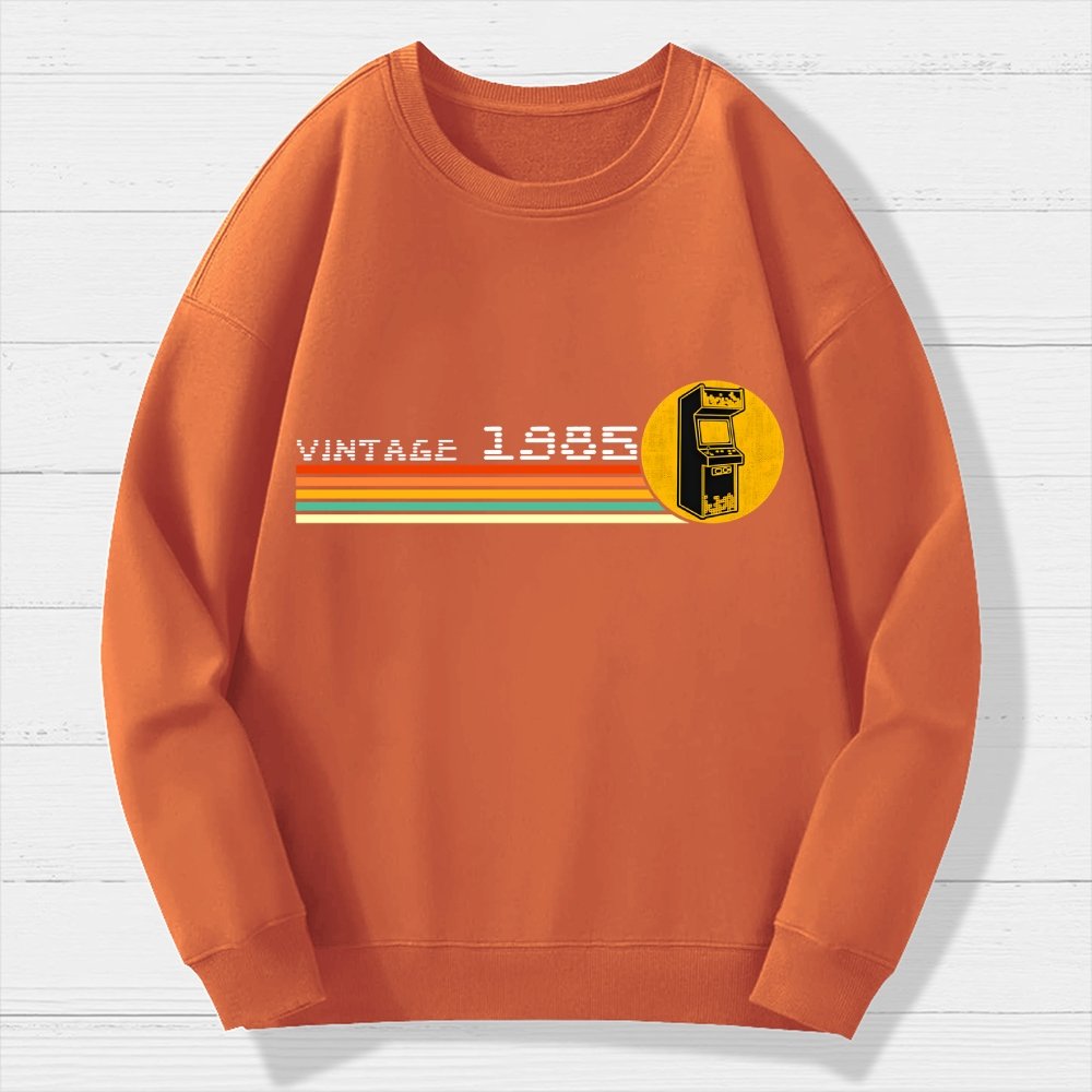 1985 Video Game Vintage Retro Arcade Classically Trained 80s Geek Cotton Sweatshirt
