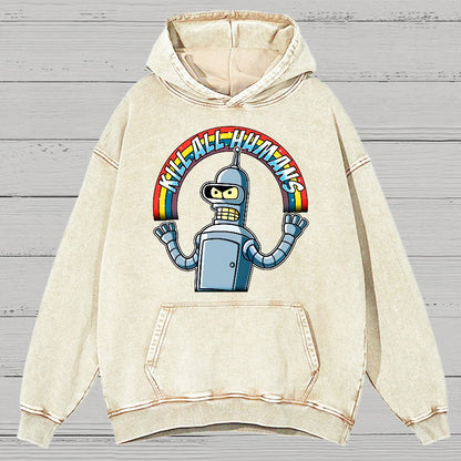Shiny Metal Robot Vintage Distressed Hoodie