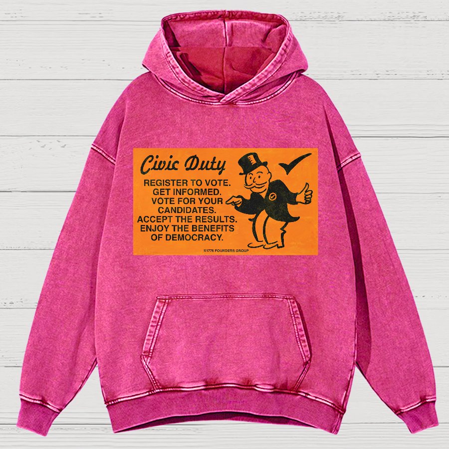 Civic Duty Card.Vintage Distressed Hoodie