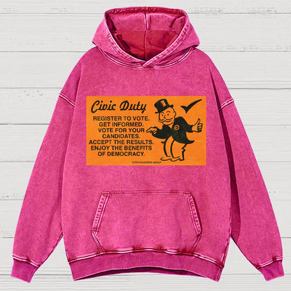 Civic Duty Card.Vintage Distressed Hoodie