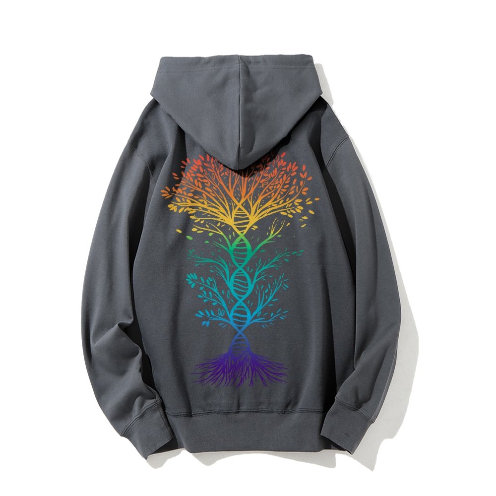 DNA Tree Of Life Science Printed Back Unisex Cotton Hoodie