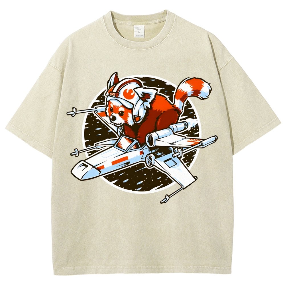 Red panda Standing By Vintage Distressed T-shirt