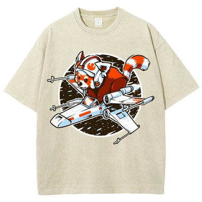 Red panda Standing By Vintage Distressed T-shirt