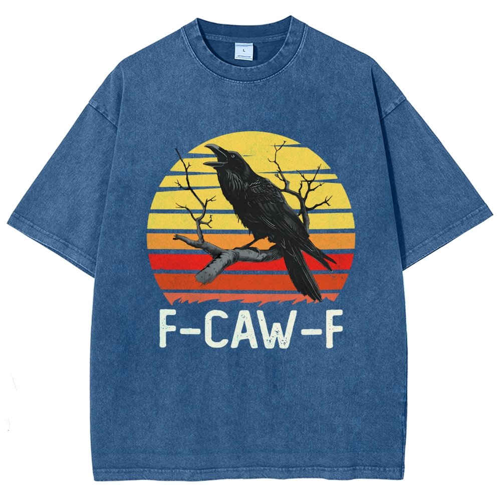 Retro Sunset F-Caw-F Black Bird Black Crow Vintage Distressed T-shirt