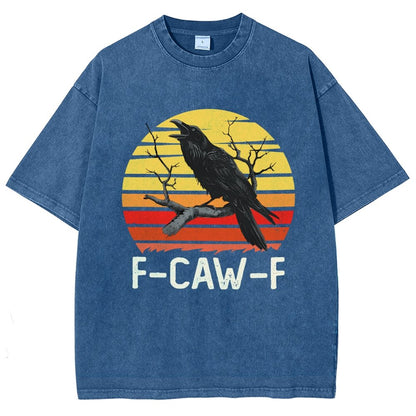 Retro Sunset F-Caw-F Black Bird Black Crow Vintage Distressed T-shirt