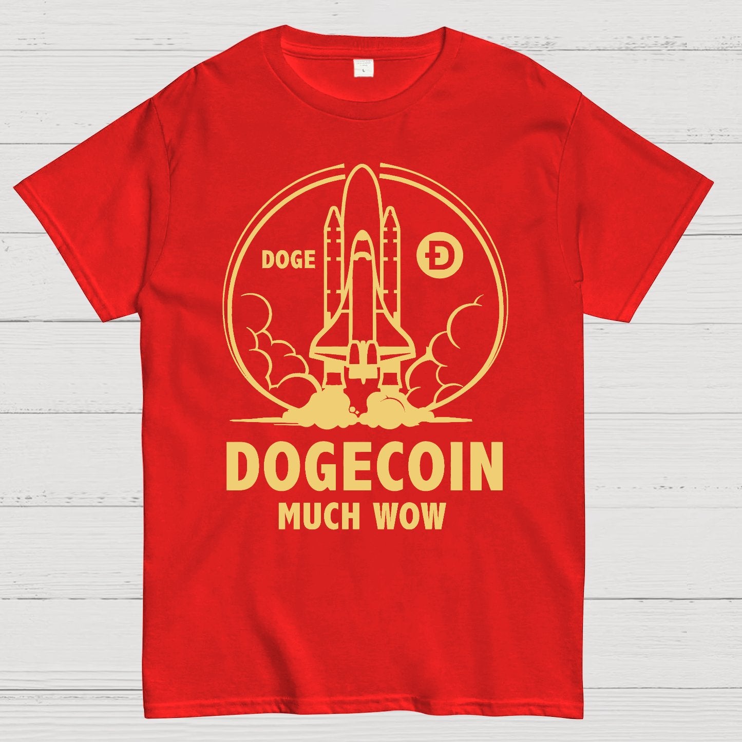 Dogecoin Rocket Ship Much Wow Meme Joke Funny Crypto Currency Elon Musk DOGE Geek T-Shirt