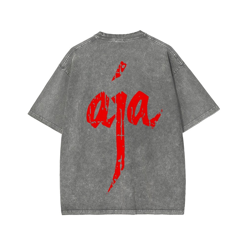 Aja Front And Back Printing Washed T-shirt