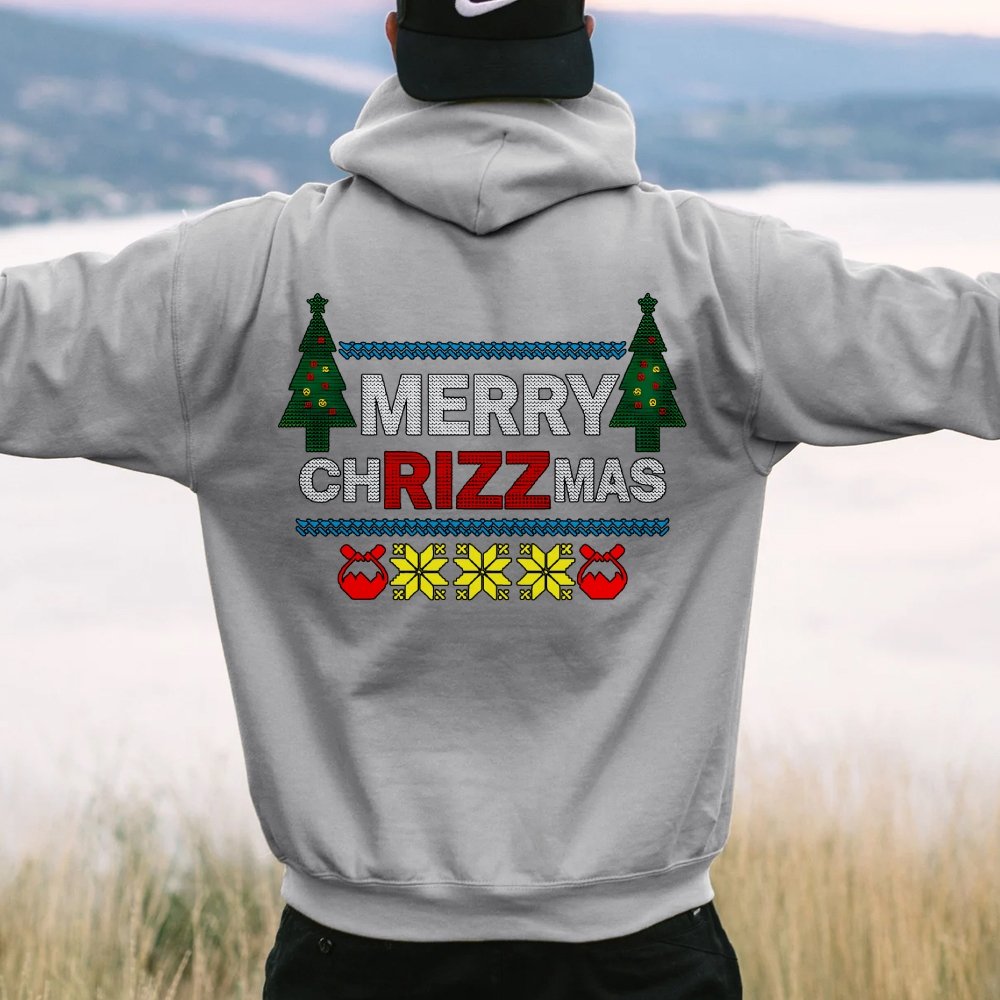 MERRY CHRIZZMAS Printed Back Unisex Cotton Hoodie