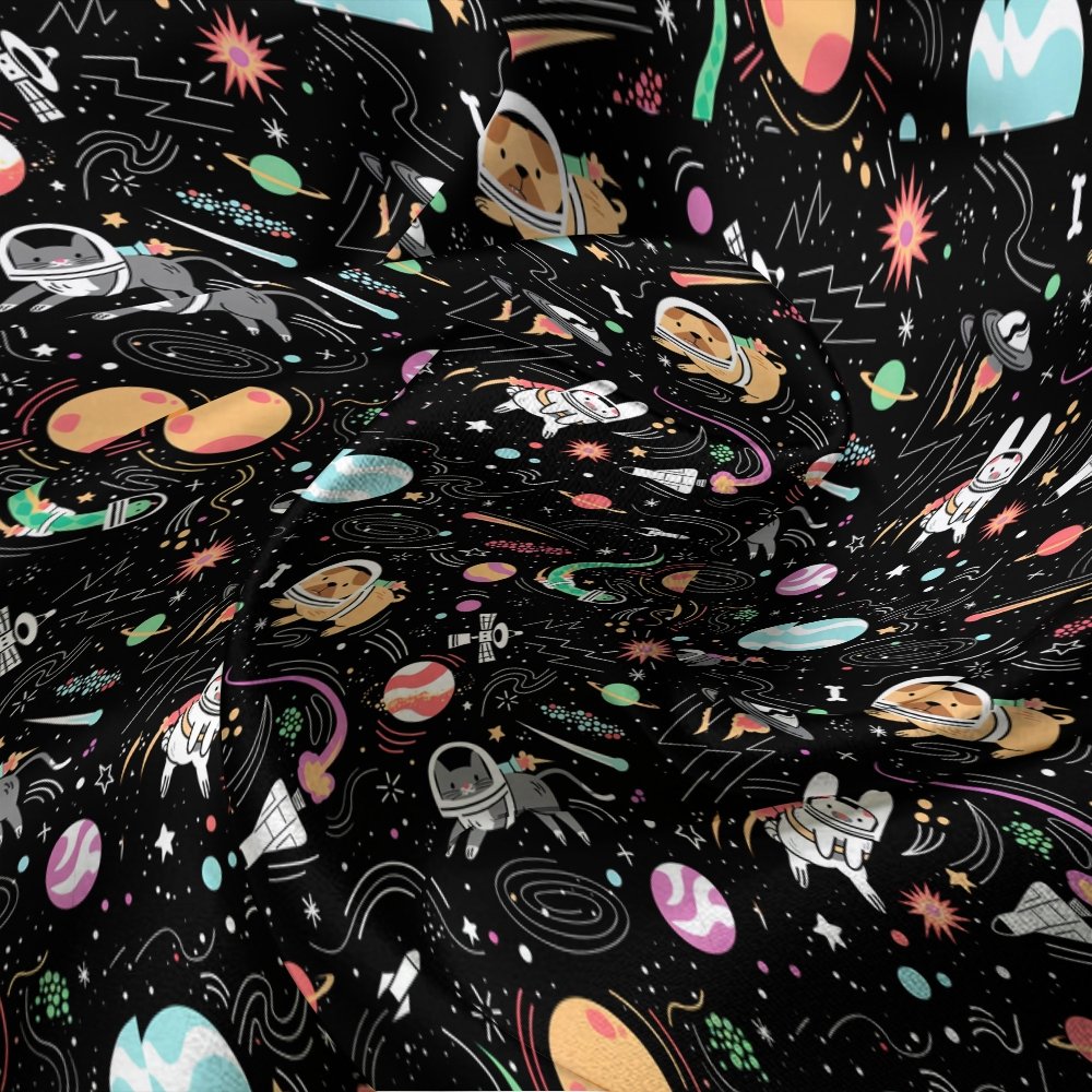 Space Cat Art Print Geek Long Sleeve Pajama Set