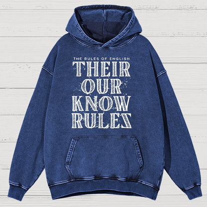 Their Our Know Rules Vintage Distressed Hoodie
