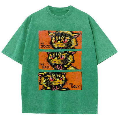 The Good The Bad The Ugly Cat  Vintage Distressed T-shirt
