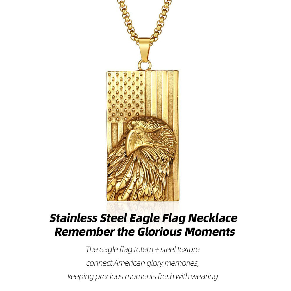 Stainless Steel Eagle Flag Necklace | Remember the Glorious Moments