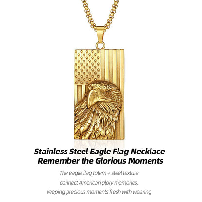 Stainless Steel Eagle Flag Necklace | Remember the Glorious Moments