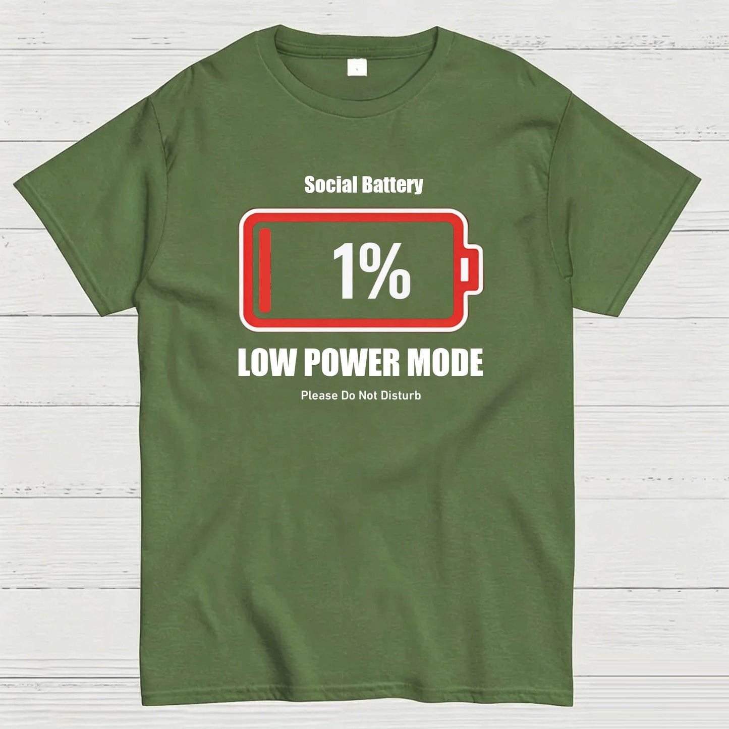 Social Battery 1% Low Power Mode T-Shirt