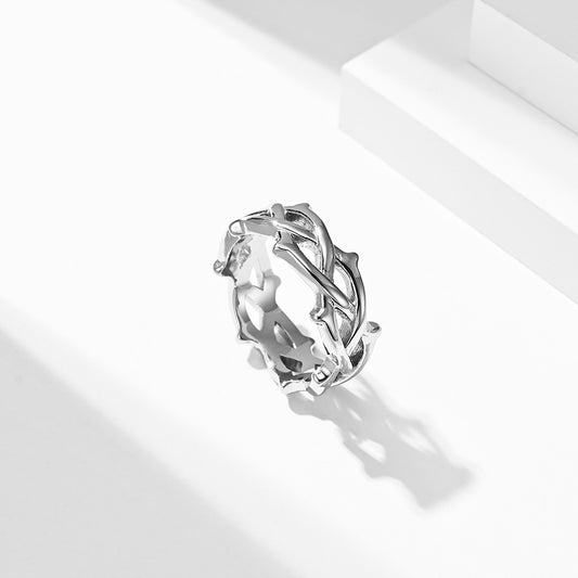 Stainless Steel Vine-Woven Openwork Ring