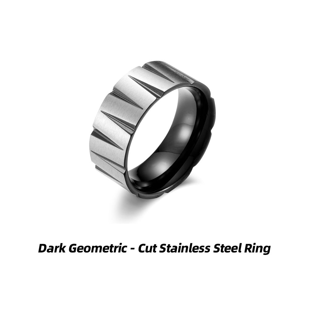 Iridescent Geometric - Cut Stainless Steel Ring